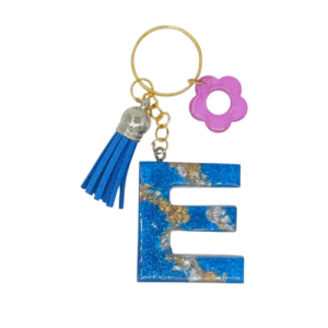 Portachiavi in resina con iniziale (blue) - PERSONALIZZABILE