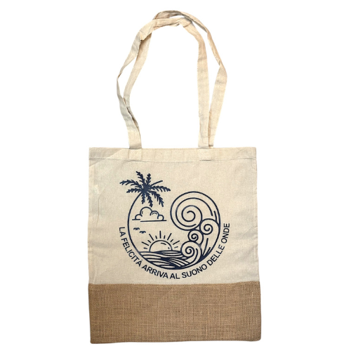 Shopper in cotone e juta Suono delle onde