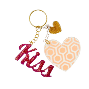 Portachiavi kiss con charm dorato