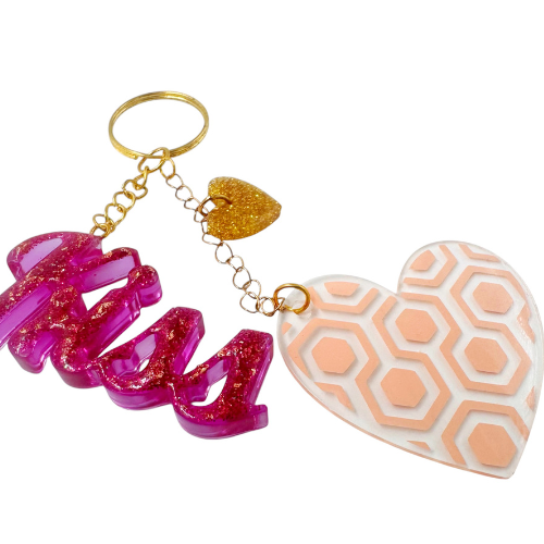 Portachiavi kiss con charm dorato - immagine 3